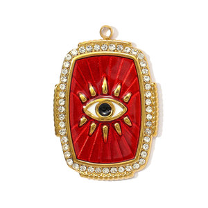 DIY Charm Schmuck Edelstahl 18 Karat vergoldet Bunte Vintage Emaille <span class=keywords><strong>Tarot</strong></span> Anhänger Eye Flame Star Moon Charms - Product Image 3
