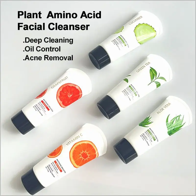 Cura della pelle organica collagene aminoacido per la pulizia dei pori schiuma vitamina C per il viso detergente per il viso sbiancante per il viso