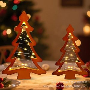 Wooden Christmas Tree Ornament With <b>Lights</b> Rustic Style Tabletop Decoration - Product Image 3