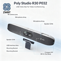 Barre vidéo Poly Studio R30 P032 4K avec zoom numérique 5X, caméra de suivi IA, micro et haut-parleur intégrés pour petites salles de réunion
