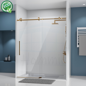 Portes de douche coulissantes en nickel brossé, verre dépoli, acier inoxydable antirouille, étanches - Product Image 2