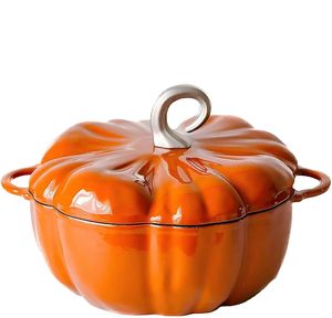 Casserole <span class=keywords><strong>en</strong></span> fonte de haute qualité, style citrouille, pour soupe, ragoût, viande, ustensiles de cuisine multifonctionnels, compatible avec les cuisinières - Product Image 1