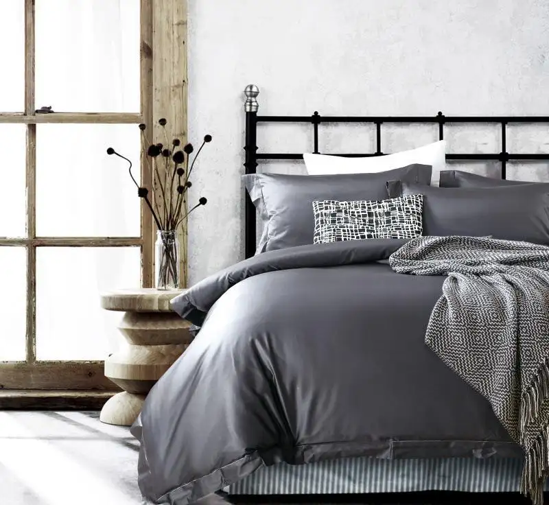Çin'de yapılan yatak çarşafı s tedarikçisi kaliteli yatak yorgan setleri lüks 60s mısır pamuk katı renkler yatak çarşafı % 100% pamuk