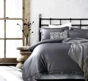 Feito na china lençol de cama de qualidade fornecedor edredon conjuntos de luxo 60s egípcio cores sólidas de algodão 100% algodão