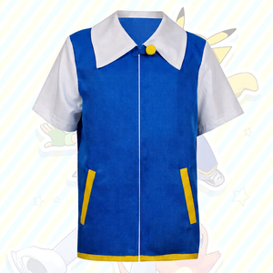 Costume de cosplay Xiao Zhi Pokmon Ash Ketchum, ensemble veste bleue, chemise blanche, bracelets verts, casquette rouge, accessoire Poké Ball, pour enfants de 8 à 13 ans - Product Image 1