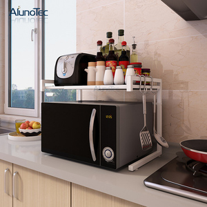 De acero inoxidable <span class=keywords><strong>horno</strong></span> de <span class=keywords><strong>microondas</strong></span> <span class=keywords><strong>estante</strong></span> ajustable pie tipo de soporte de almacenamiento de cocina soportes - Product Image 2