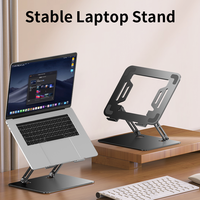 Penyangga Laptop Meja Laris Manis, Dapat Disesuaikan, Logam Hitam, untuk MacBook Air Pro, HP, Dell XPS, Lenovo, Semua Laptop