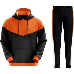 Conjunto Deportivo de 2 Piezas para Hombre, Sudadera con Capucha y Pantalones Deportivos de Felpa con Puños Acanalados, Estilo Holgado para Gimnasio y Actividades - Product Image 1