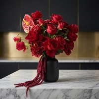 Nouvelle Boule de Fleurs Artificielles en Soie Rouge de 40 cm pour Décoration de Mariage, Centre de Table Moderne, Rentrée Scolaire et Nouvel An Chinois