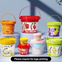 Seau en plastique de qualité alimentaire pour pâte à tartiner au chocolat, beurre de cacahuète, sauce, crème glacée, boîte de 300 ml, petit seau cylindrique avec couvercle