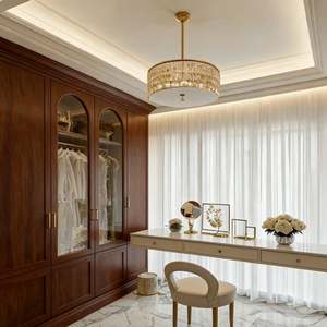 Armario Estilo Francés Personalizado BALOM con Puertas de Vidrio Arqueadas, Mueble de Dormitorio Moderno con Armario Empotrado - Product Image 4