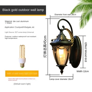 Applique murale de jardin noire vintage moderne luminaire extérieur avec corps en PC Luminaire externe de la Chine Lampes murales lanterne noire - Product Image 6