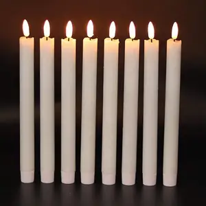 Lilin Lancip Tanpa Api Dioperasikan Baterai Remote dan Timer 3D Sumbu Efek Api Nyata Lilin LED Berkedip Lilin Lancip