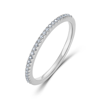 Bague demi-éternité empilable en argent sterling S925 avec diamant HPHT CVD cultivé en laboratoire pour femme