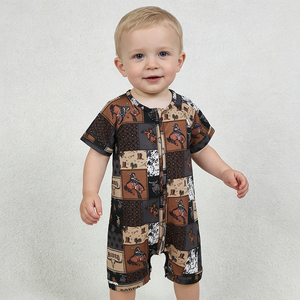 Stock Rodeo Pelele con cremallera para bebés varones, de Spandex/Algodón Orgánico Suave, para Halloween, de Boutique Trendyism, Venta al por mayor, Directo de Fábrica - Product Image 4