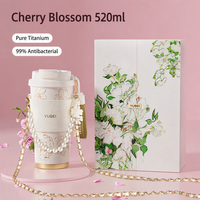 Nouvelle Tasse Isotherme en Titane Pur pour Femme, Légère, Luxe, Portable, pour Glace et Café, avec Paille Personnalisée et Double Fonction, Design Élégant