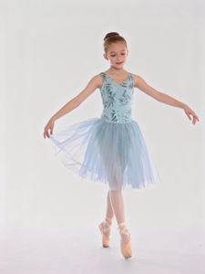 Anna Shi, Nuevos Diseños, Elegante Leotardo Azul Claro <span class=keywords><strong>de</strong></span> Spandex con Patrones <span class=keywords><strong>de</strong></span> Lentejuelas Plateadas, Tutú <span class=keywords><strong>de</strong></span> Ballet, Trajes <span class=keywords><strong>de</strong></span> Danza - Product Image 1