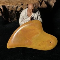 Planche de massage Gua Sha en pierre naturelle BianStone jaune et rouge pour le visage, le cou et le corps – Outil de spa pour le soin de la peau – Masseur commercial