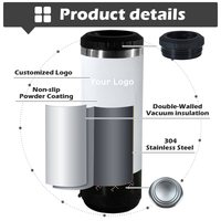 Gobelet musical isotherme 4-en-1 en acier inoxydable de 16 oz avec écran LED et deux couvercles, idéal pour la sublimation