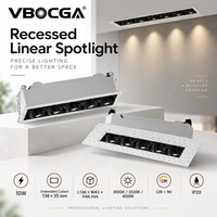 Plafonnier encastré moderne 10W LED sans cadre, cinq têtes, rectangulaire, en aluminium COB pour bureau