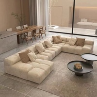 Italienisches Designer Minimalistisches Tufty-Time Modulares Ecksofa-Set Schaumstoff Schokoladen-Tofu-Stoff Edelstahl-Beine Wohnzimmer