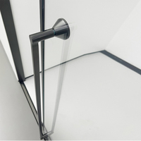 Cabine de douche coulissante moderne à cadre carré brossé en acier inoxydable pour appartement et hôtel, verre trempé, écologique