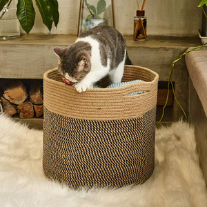 American-style cotton rope laundry <b>basket</b>, household <b>basket</b>, magazine storage <b>basket</b>, laundry hopper, storage <b>basket</b>, folding - Product Image 1