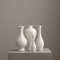 Vase en porcelaine blanche, finition mate, poterie décorative, récipient hydroponique pour salon de thé, hôtel, table, décoration intérieure