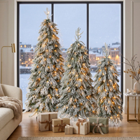 Ensemble de 3 arbres de Noël en cascade enneigés, décorations de Noël, fournitures de décoration, cadeaux, jouets, fournitures de décoration de Noël