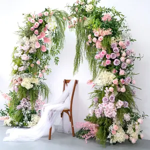 Césped Boda Cuerno Arco Fondo Decoración Colgante Flor Planta Soporte Boda Telón de fondo Arreglos