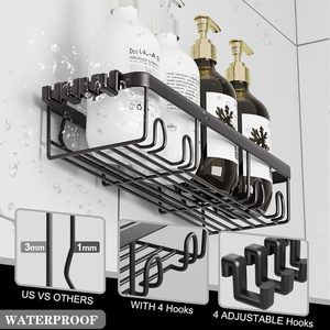 Usine OEM&ODM, lot de 5, porte-accessoires de douche mural <span class=keywords><strong>moderne</strong></span> à 5 niveaux, sans perçage, organisateur de douche, rangement en métal, salle de bain, cuisine - Product Image 4