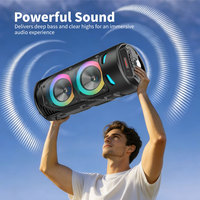 Haut-parleur audio stéréo karaoké tendance St4239 avec double woofer de 4 pouces, lumières LED, Bluetooth 5.4 et liaison TWS pour fêtes en extérieur et à domicile