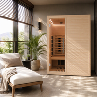 Kabin Sauna Inframerah Jauh Dalam Ruangan Berkualitas Tinggi untuk 3 Orang, Terbuat dari Kayu Hemlock Kanada