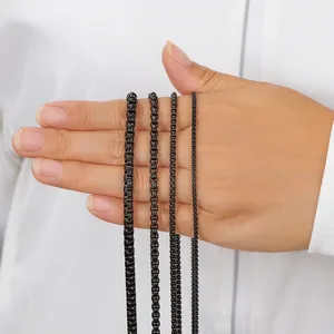 1 Piece 2mm/3mm/4mm/5mm Black Zinc Plated Geometric <b>Box</b> Link Chain Hiphop Curb <b>Necklace</b> Stainless Steel <b>Jewelry</b> Men Gift HODARL - Product Image 6