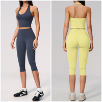 TZ5529-20 Nouveaux ensembles de yoga sans manches en tissu brossé avec haut dos nu à large encolure en U et leggings au design élégant qui accentue les hanches