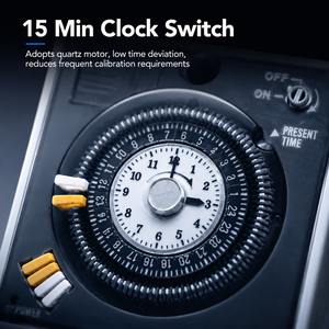Minuteur mécanique haute précision à intervalle de 15 minutes, 100-240V, économie d'énergie, interrupteur horaire 24h pour systèmes d'irrigation et agricoles - Product Image 5