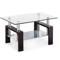 Nouvelle conception 2026 Quantité minimale de commande 30 pièces Style américain 2026 Prêt à expédier Table basse moderne de luxe léger à finition brillante avec plateau en verre
