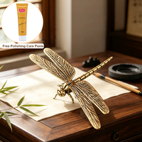Figurine de libellule en laiton antique, ornement en métal pour la décoration intérieure, artisanat DIY, art en résine, avec pâte de polissage 10 ml offerte