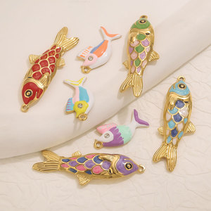 จี้ปลาเคลือบสีสันสดใส |   จี้สแตนเลสชุบทอง 18K PVD สำหรับทำเครื่องประดับ DIY สำหรับเด็กทุกเพศ |   กันน้ำ - Product Image 4