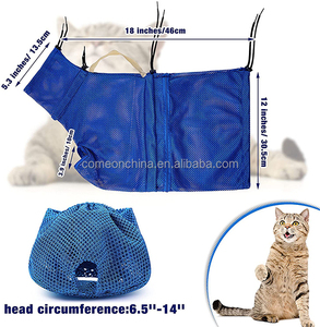 Sac De Bain Pour Chat Mesh Cat Bozal Aseo Bolsa de baño Set Restricción ajustable Clean Cat Shower Lavado Bolsa de red de baño Gris - Product Image 2