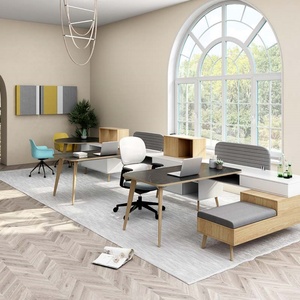 Modern 4-Person Office Cubicle Workstation New Design Wood <b>Table</b> <b>Desk</b> Convertible and Extendable for Office Furniture - Product Image 3