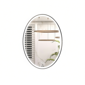 Oval Bathroom Mirror 50x70cm Led Light Defogging Touch Switch Wall Mounted Modern Aluminum <b>Frame</b> Home Decor - Product Image 1