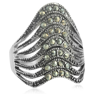 European American Style <b>Titanium</b> Steel Hollow Gemstone <b>Ring</b> Geometric Irregular Women's Punk Party Jewelry 21072 - Product Image 1