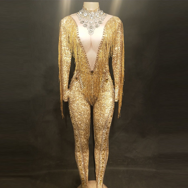 slim fit dress slacks Gold Disco Diva Jumpsuit Costume