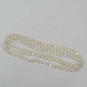 120 CM ארוך שרשרת פנינים, 100% טבעי מים מתוקים פרל, 7-8 MM הבארוק פרל צורה, קשרים סוודרי שרשרת - Product Image 4