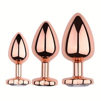 Jouets sexuels anaux pour adultes en alliage d'aluminium en forme de cœur couleur or rose, étanches, avec bijoux en cristal pour hommes et femmes