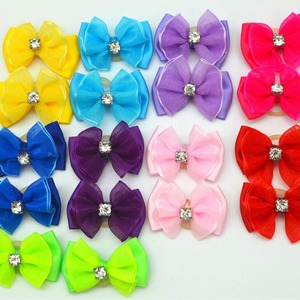 Moños para Perros con Pedrería Brillante, Color Sólido, Estilo Ins, Accesorios para Mascotas de Poliéster, Bandas Elásticas para el Pelo de Perros para Verano e Invierno - Product Image 6