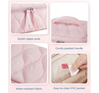 Grande trousse de maquillage de voyage 2 pièces tendance, trousses à cosmétiques matelassées et moelleuses pour femmes, pochette de toilette à ouverture large, essentiels de voyage