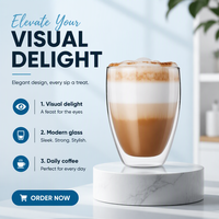 Tasse à café en verre à double paroi en forme d'œuf de 250 ml et 350 ml, tasse à eau isolée, verrerie en borosilicate transparente pour la maison, le café, le bureau