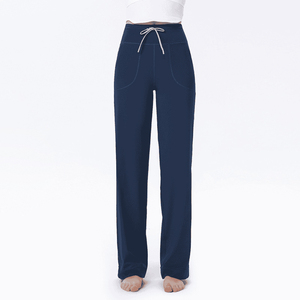 Pantalon de yoga taille haute à jambes larges avec poches Pantalon de survêtement de salon doux et respirant pour femme, pantalon d'entraînement décontracté - Product Image 4